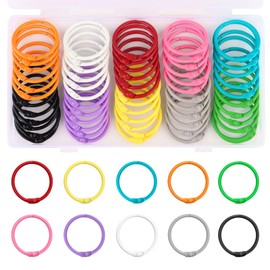 60 Piece Metal Binder Rings, 30 mm/1.2 inch Colorful Paper Binder Rings, for Index Cards, Loose Leaf, Flash Card, Keychains, Book, Craft