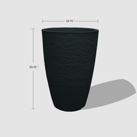 Yardzooks Modern Conic Planter Black 30 Inch Plant Pot, Durable Resin Pot, Weather & UV Resistant, Tall Plant Pots for Indoor & Outdoor Use, Lightweight Flower Pots for Patio, Deck