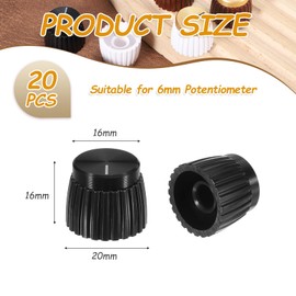 sourcing map 20Pcs Guitar Amplifier Push on Fit Knobs for 6mm/0.24" Dia Potentiometer, Control Knob Black for Volume Tone Control, Guitar Bass Parts, Chrome