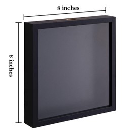 eletecpro 8x8 Inch Shadow Box with Real Glass Cover and Top Slot, Display Case Frame for Tickets, Flower, Pictures, Black