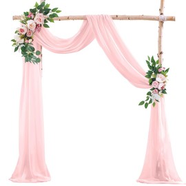 Wedding Arch Draping Fabric, 300 * 75cm Wedding Arch Fabric Drapes Backdrop Curtain for Party Ceremony Arch Stage Decorations (Pink)