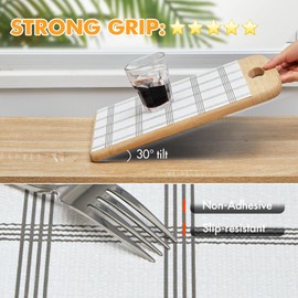 Viseeko Shelf Liner, Non Adhesive Drawer Liners for Kitchen Cabinets, Non Slip Waterproof Strong Grip Thick Easy to Cut for Bathroom Dresser Pantry Cupboard, Gray Stripe, 12 in x 10 ft