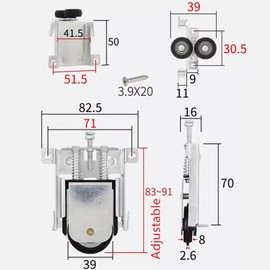 Sliding Door Rollers, Aluminium Sliding Door Roller for Cabinets, Robust Rail Groove Attachment for Cabinet Doors and Sliding Doors