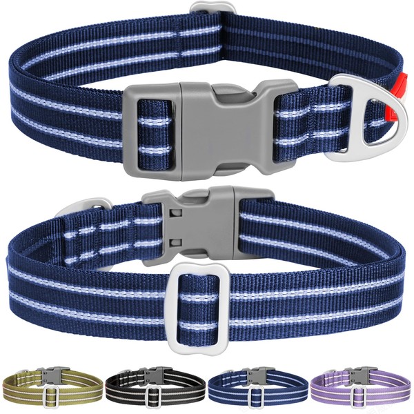 Tacwild Adjustable Reflective Dog Collar, Puppy Collar with D-Ring Buckle