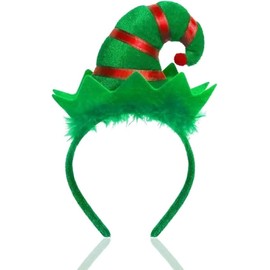 Cute Christmas hat headband headband, used for attending Christmas parties (Green, One size)