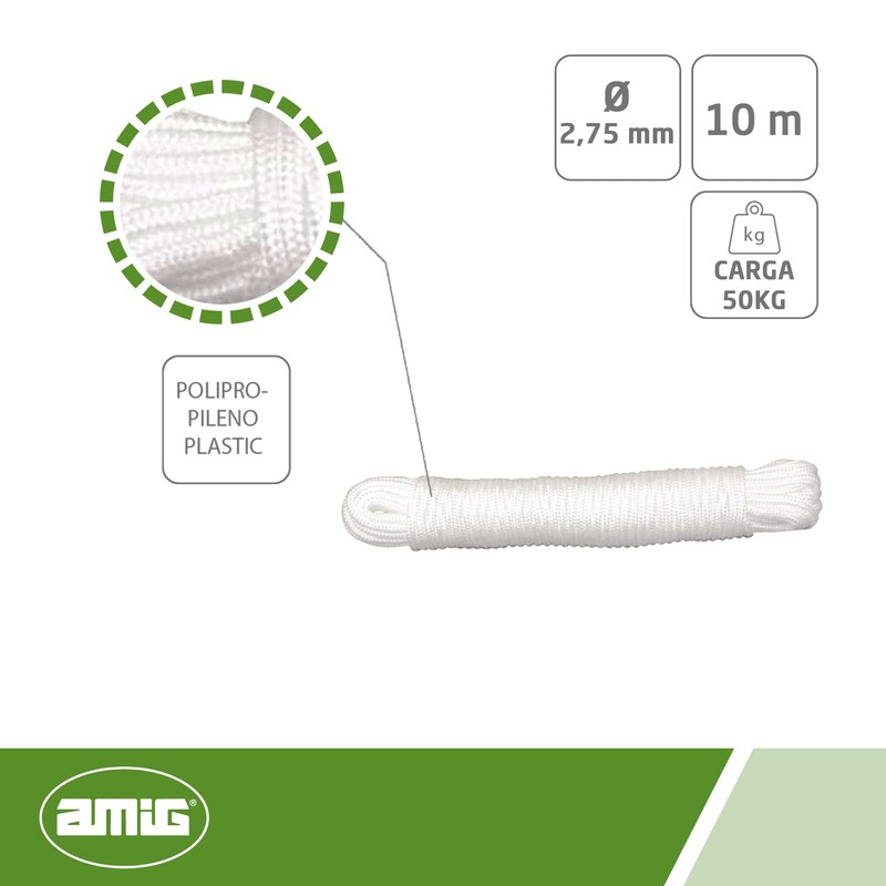 Amig - White Braided Rope Polypropylene Mod. 20140 | Multi-Purpose