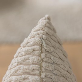 Throw Pillow Covers Soft Corduroy Decorative Set of 2 Boho Striped Pillow Covers Pillowcases Farmhouse Home Decor for Couch Bed Sofa Living Room 18x18 Inch-Off-White