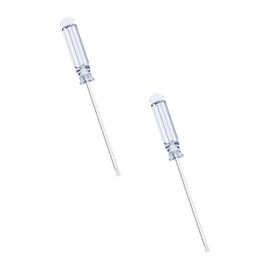 FOCMKEAS 2PCS Mini Slotted Screwdriver, 3mm Flat Head for Watch Eyeglasses Electronics Toy Repair, Non-magnetic, 4.72"(120mm) Total Length (Clear Handle)