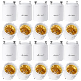 DiCUNO GU24 to E26 Adapter, 160℃ Heat Resistant, Maximum Wattage 200W, GU24 Pin Base to E26 Standard Medium Base Socket Converter, Light Bulb Socket Adapter, 20-Pack