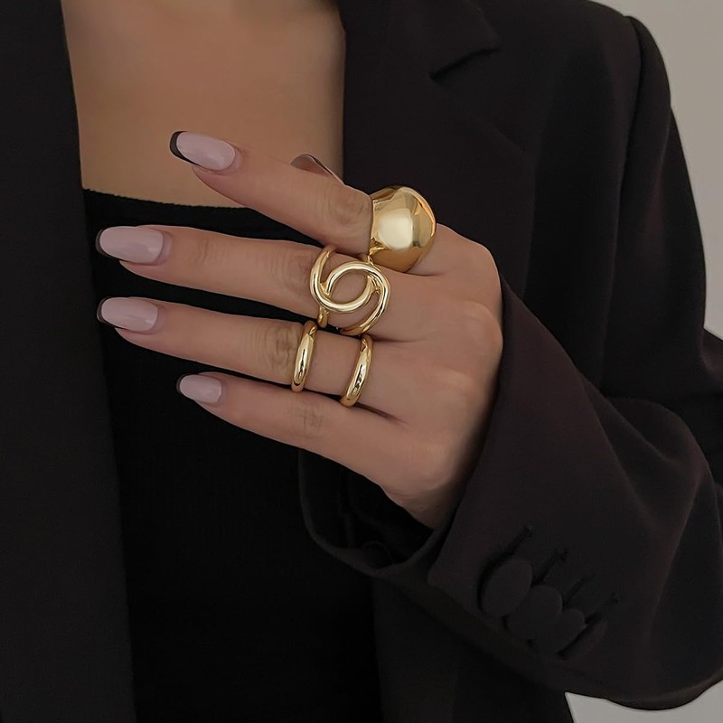 Chunky Rings for Women Silver Stacking Rings Gold Rings Set