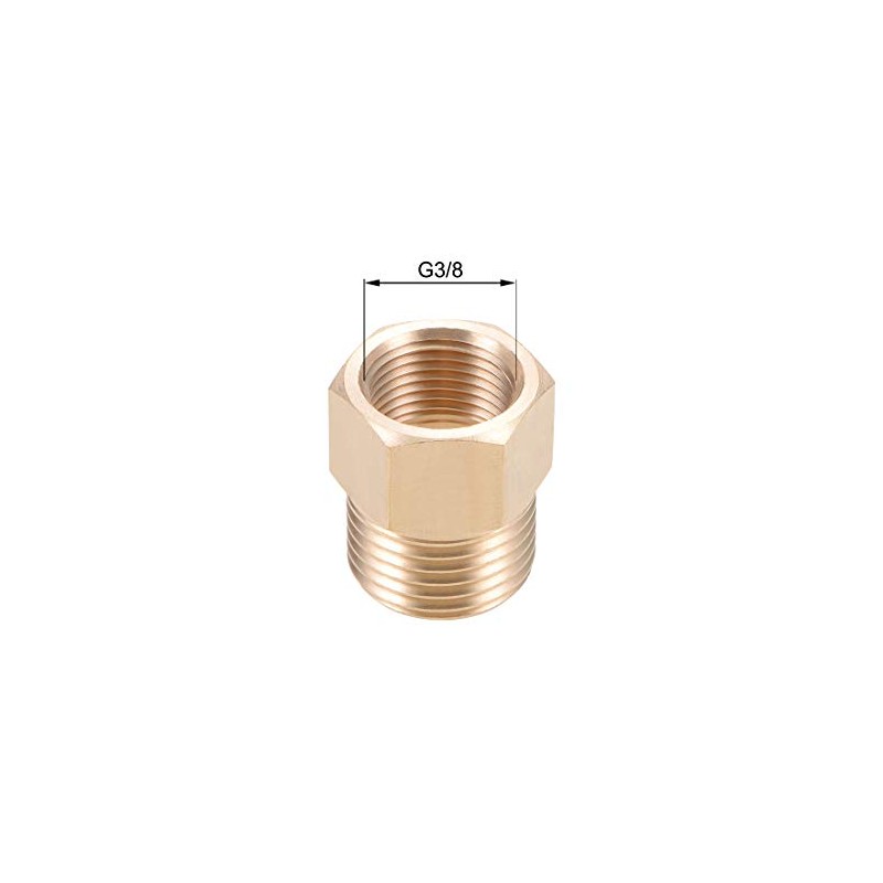 sourcing map Brass Threaded Pipe Fitting G1/2 Male X G3/8