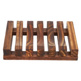 YUYTE Pack of 4 Wooden Soap Dish, Wooden Bamboo Wood, Wooden Soap Dish with Drain, Handmade Soap Dish for Bathroom Shower for Bathroom Sink Deck Soap Holder