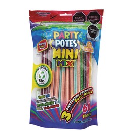 Party Potes Mini Mix 60 piezas, Popotes Surtidos con sabores frutales, Las Delicias