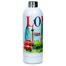 Puckator BOT194 London Tour Reusable Stainless Steel Hot & Cold Thermal Insulated Drinks Bottle 530ml
