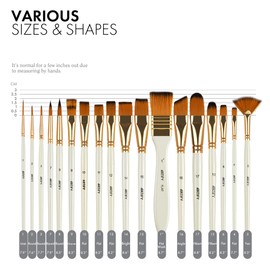 Artify 18 Piece Paint Brush Set for Acrylic Oil Watercolor Gouache Painting with Pop Up Carry Bag with Palette Knife and 2 Sponges White