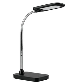 MiniSun Modern Gloss Black & Chrome 5w LED Touch Dimmer Adjustable Task Desk Lamp [6500K]