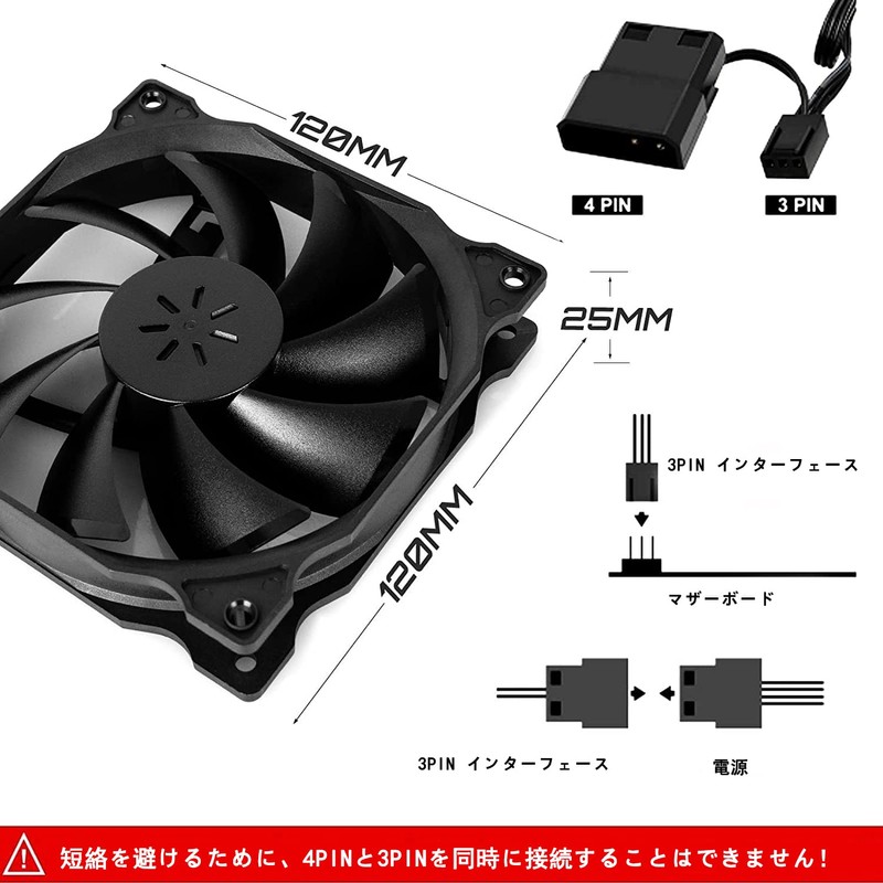 UpHere 120mm PC Case Fan, Quiet Model, 1.0 inch (25