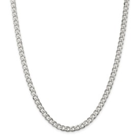 Necklace Real 925 Sterling Silver Filled Solid Unisex 6mm Curb Link Chain 75cm 30"