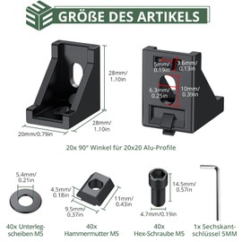 EYPINS 20 x Aluminium Profile Angle Mounting Material, Aluminium Profile 20 x 20 Groove 6 Aluminium Angle Connector 90 Degree Corner Angle Connector for 2020 Strut Profile, 3D Printer, CNC Router, DIY