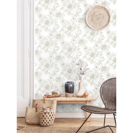 CiCiwind Floral Peel and Stick Wallpaper Boho Contact Paper Modern Removable Waterproof Self Adhesive Rustic Wall Paper for Bedroom Bathroom Cabinets Eco-Friendly Vinyl Wallpapers 17.3" × 78.7"