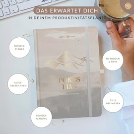 Lebenskompass CLIMB Daily Planner Undated Productivity Planner 4 Months with 124 Day Overviews - Daily Planner with Reminders and Reflection Questions - Ideal for Office and Students