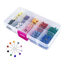 Pack of 500 Card Nail Push Pins, 1/8 Inch Small Round Plastic Pen with Steel Tip Pins with Head Pin Drawing Pins Colourful for Marking Travel Routes Addresses 10 Colours