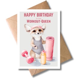 WBdesignz Card with Envelope - Workout Birthday Gym Birthday Cards (Workout Queen)