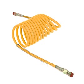 Motoforti Air Brake Hose Oil Cooler Coiled Short Tail Line 12 Circle Brake Coil Cable for Truck Tractor Assembly with 1/2" NPT Fitting 15 ft Brass Nylon Yellow