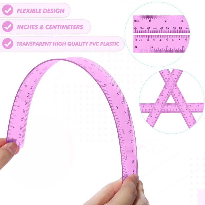 Zonon 2 Pack 12'' Plastic Ruler and 6'' Plastic Protractor