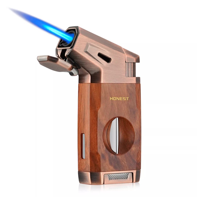 Torch Cigar Lighter Built-in V Cigar Cutter Refillable Butane Torch