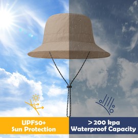 Durio Waterproof Bucket Hats for Woman UPF 50+ Sun Hat UV Protection Packable Rain Hats for Women Lightweight Hiking Hat Dark Mustard One Size