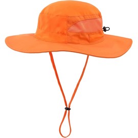 Connectile Safari Hat UPF 50+ Wide Brim UV Protection Hat for Kids, Toddler, Kindergarten or School Commute, Adjustable, orange