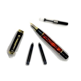 Stub calligraphy italic golden nib/fine nib fountain pen for Calligraphy, Signatures, Journaling. Ink pen (Fine Two Tone Nib)