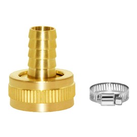 Joywayus 1/2" Barb x 3/4" Female GHT Thread Swivel Brass Garden Water Hose Pipe Connector Copper Fitting with Stainless Clamp House/Boat/Lawn/Power Wash/Irrigation