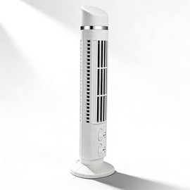 Sxhlseller Oscillating Tower Fan, Bladeless Fan, Quiet Office Fan with 90 Degree Oscillation, Portable Desk Fan with Light for Bedroom (White)