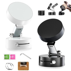 Soporte Magnético para Teléfono en el Auto,Ventosa al Vacío Ultra Fuerte con Base Ajustable 360°,Soporte Plegable para Carro,Compatible con Todos los Celulares,Succión Magnética N52 (Blanco + Negro)