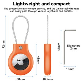AirTag Case with Wire Cable, Secure Holder Protective Cover Air Tag Case for Travel Suitcase, Pet, Anti-Lost and Scratch-Resistant (Orange)