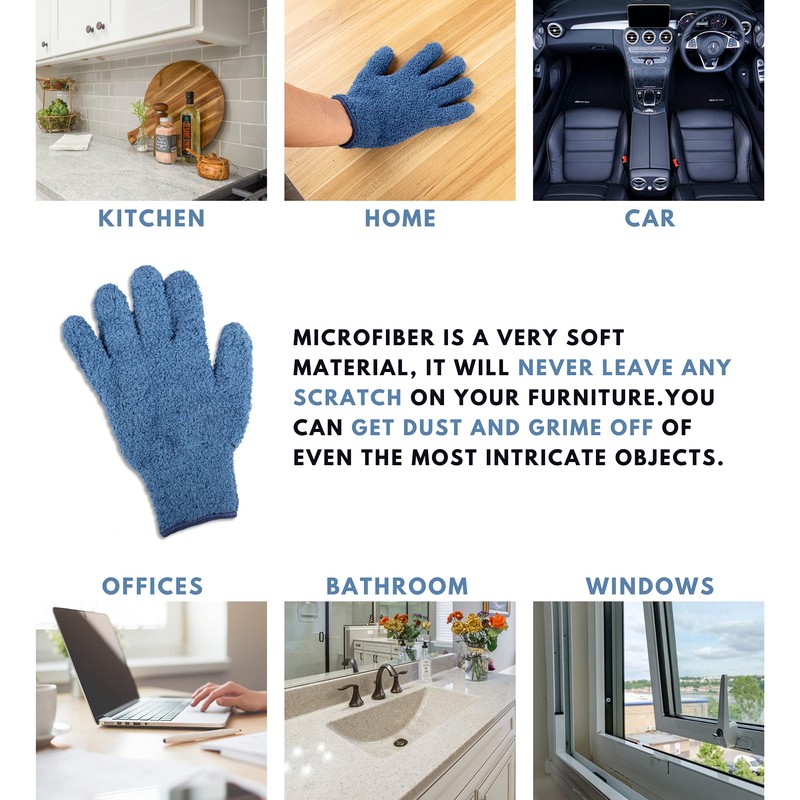 Skylarlife Microfiber Auto Dusting Cleaning Gloves Effective Cleaning Best Edge