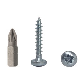 Pack of 50 DIN 7981 Galvanised Steel 4.5 x 25 mm Wood Screws Chipboard Screws with Flat Head Universal Pozi Drive Screw (50, 4.5 x 25 mm)