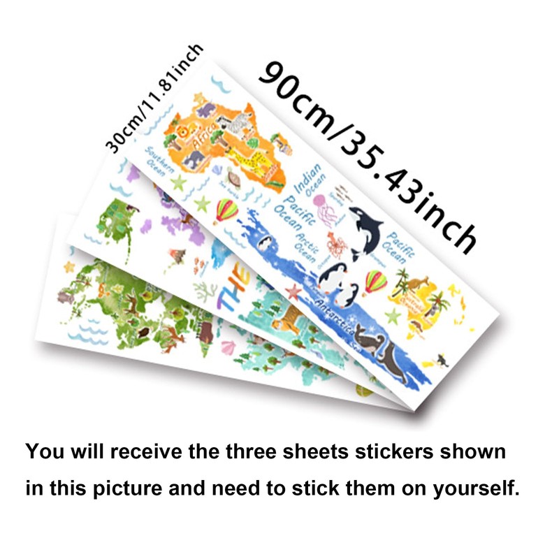 Animal World Map Kids Wall Stickers Kids Girls Boy Baby