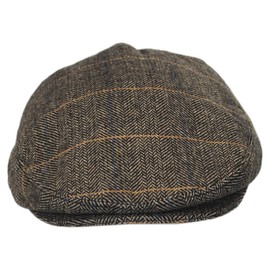 Vesper Herringbone Plaid Wool Blend Ivy Cap (Small) Charcoal