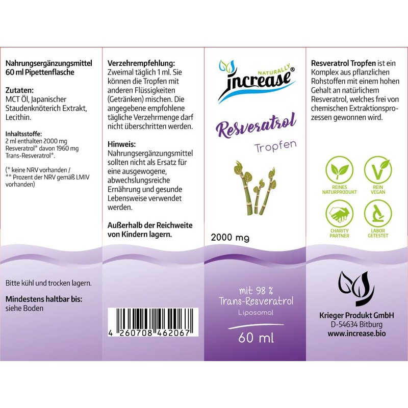 Liposomal Resveratrol Drops High Dose - (60,000 mg per Pack)