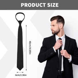 LEOEASIY Tie Black Pre-Tied Ties for Men, Adjustable Slim Ties with Zip, Pre-Tied Knot Ties Tie Men's Tie for Wedding Graduation School, black