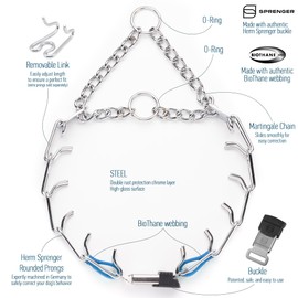 Herm Sprenger Chrome Plated Steel Dog Collar with Quick Release ClicLock Buckle O-Ring Biothane Insert Training Collar Made in Germany (Cerulean Blue, 22in x 3.0mm(Neck Size up to 18-19in))