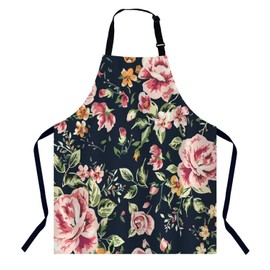 BGBDEIA Watercolor Flower Kitchen Apron for Women Men, Unisex Adjustable Cooking Apron, Waterproof Apron for Home Kitchen, Restaurant, Coffee House