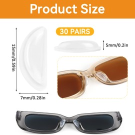 30 Paar Brillen Nasenpads Silikon, D-Förmige Nasenpads Brille Selbstklebend, Anti Rutsch Bequeme Brillenpads, Transparent Nasenpolster Brille für Vollrahmen Brillen Sonnenbrillen