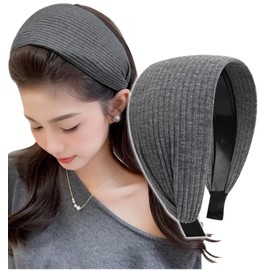 Herbeluemily Headband Hair Clip, Wide Sweatshirt, Hair Turban Style, Face Washing, Ribbing, Stylish, Light Gray