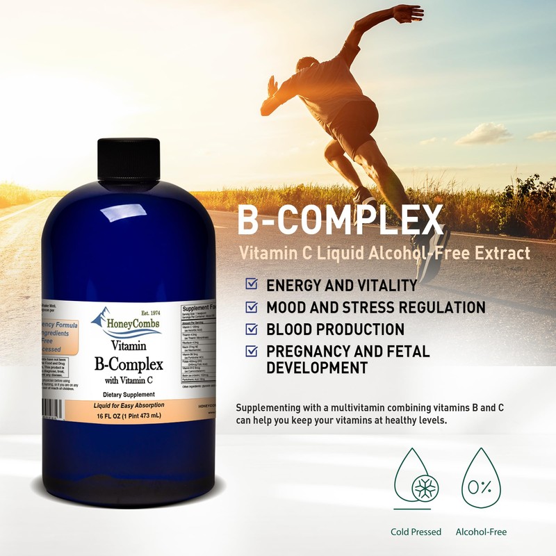 HoneyCombs Vitamin B Complex Drops – Liquid Supplement with Vitamin