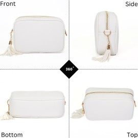 Mabel Crossbody Bags for Women Small Shoulder Handbag Bag with Wide Adjustable Canvas Strap, Lightweight Cross Body Bag for Ladies Girls Travel Shopping Work Daily Use (White)