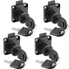 Litensh Cam Lock with Key Alike, Security Cabinet Lock Cupboard Lock Drawer Lock for Furniture Cabinet Mailbox Drawer Household Office (Black - 4 Pack)